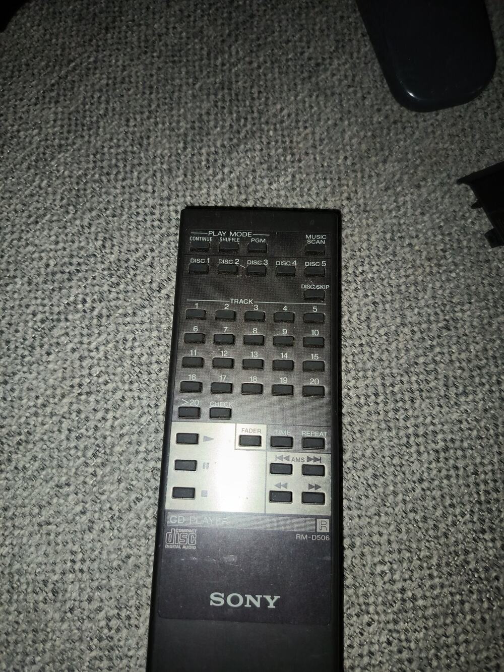 Sony RM-D506 Remote Control for 5-Disc CD Player Changer OEM Black Tested